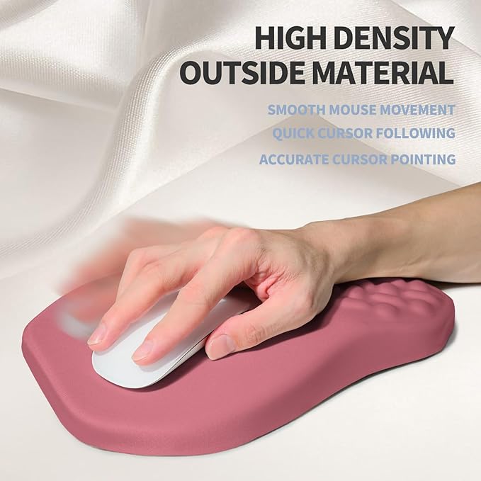 Gleamtide Ergonomic Raised Mouse Pad Wrist Support with Bilateral Slope Memory Foam Mousepad for Wrist Rest and Carpal Tunnel Pain Relief 11.8x7.9〃 Melon Pink