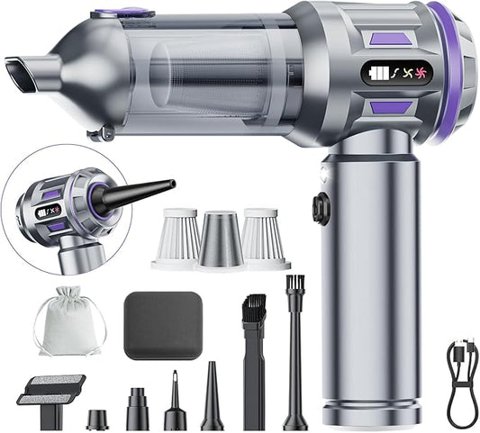 Car Vacuum Portable Cordless, 18000pa Mini Vacuum Cleaner, 4 in 1 Portable Car Vacuum Cleaner 120W High Power Handheld Vacuum Cordless Rechargeable With Air Duster&LED Light for Cars Home Office Pet