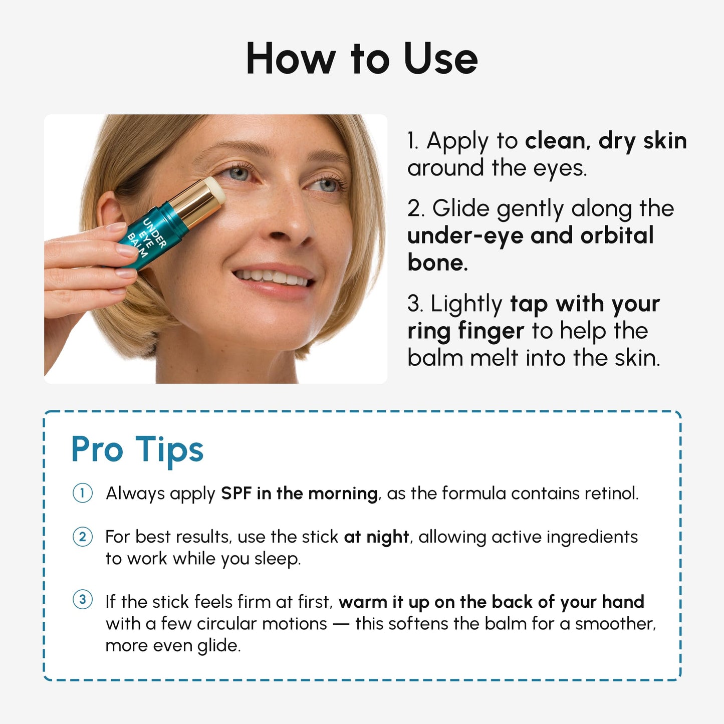 MAREE Under Eye Balm Stick Hydrating – Retinol Caffeine Under Eye Brightener Stick for Older Women – Collagen Undereye Cream for Dark Circles & Wrinkles – 0.35 Ounce, Teal