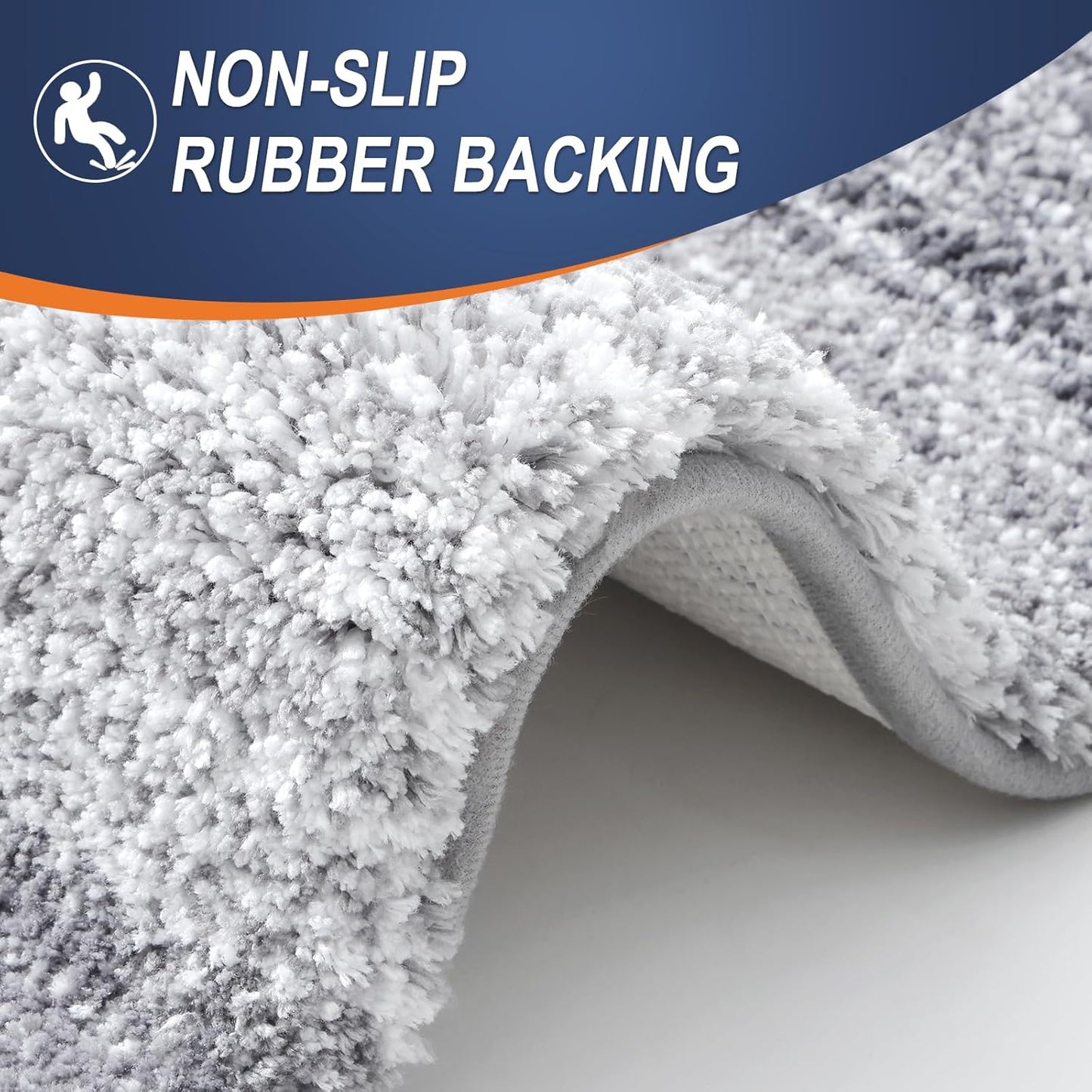 OLANLY Bathroom Runner Rug - Extra Soft Microfiber Mat with Rubber Backing | Quick Dry, Washable, 44x24, Light Grey