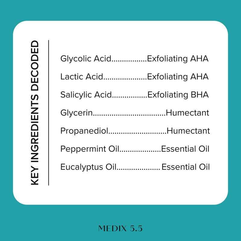 MEDIX 5.5 Glycolic Acid + Lactic Acid Exfoliating Body Wash Gel | KP Bump Eraser | AHA Exfoliant Skin Care Body Cleanser | Keratosis Pilaris & Acne | Anti Aging AHA Foaming Body & Face Wash, 15 Fl Oz