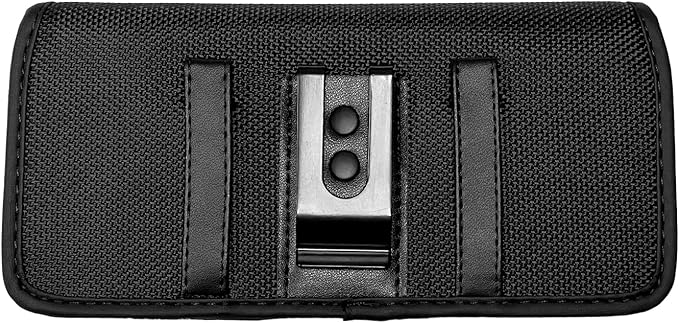 Eaglecell Nylon Cellphone Holster for Samsung Galaxy A32 A33 A53 A54, S22+, S23 FE, iPhone 11 Pro Max, XS Max, TCL ION X ION V - Horizontal Case Canvas Waist Carrying Pouch with Belt Clip/Loops, Black