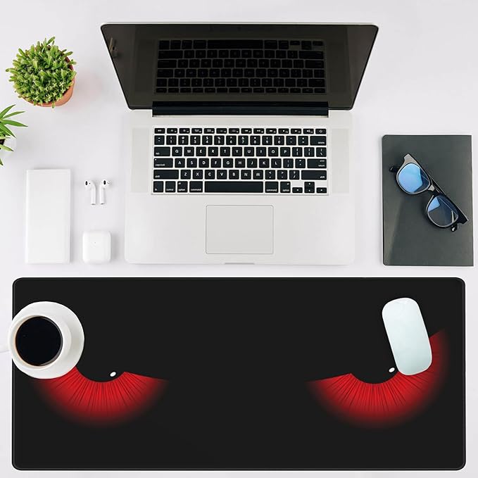 NIYLYNSYN Mouse Pad Large Evil Eyes Non-Slip Game Desk Mat with Stitched Edge Laptop Keyboard Desk Pad for Work Home Gaming (35.4 x 15.7 Inches)