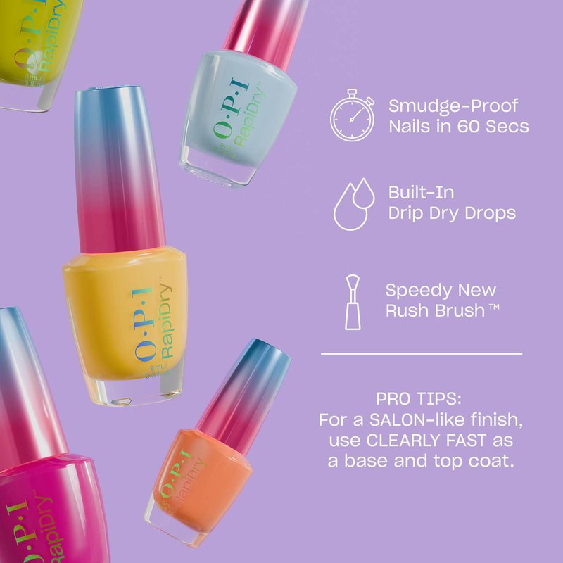 OPI RapiDry Winter Gets the Gold | Opaque Bright Warm Yellow Gold Shimmer Quick Dry Nail Polish | Vegan, Smudge Proof, Fast Drying | Snow Time to Waste | Holiday 2025