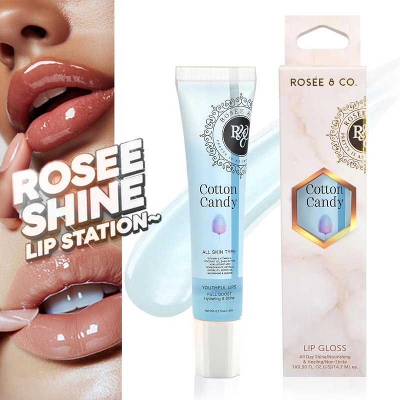 Rosee Lip Gloss Vegan & Cruelty Free Treatment, Professional Make up, Long Lasting Glossy with Shea Butter, Moisturize, Protect & Smooth, High Shine, Non-Sticky (w. Set of 4-4, 0.5)