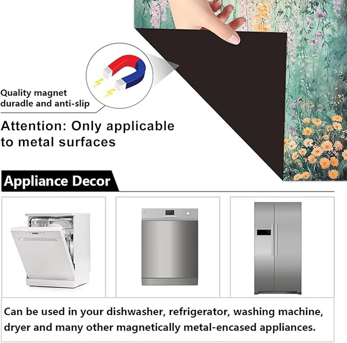 Dishwasher Magnet Cover 23x26 in Waterfall Flowers and Butterfly Over Mint Green Background Magnetic Dishwasher Cover for Kitchen Appliance Decoration Front Panel Sticker Panel Home Decor