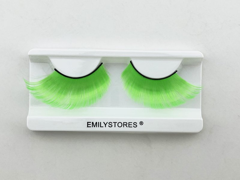 EMILYSTORES Dramatic Green False Eyelashes, Halloween Costume Shamrock Lashes 1 Pair for St. Patrick's Day (Green)
