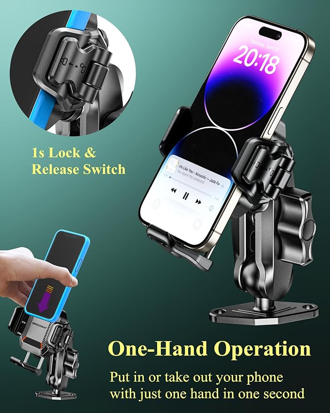 BRCOVAN Anti-Theft Phone Mount Holder with Vibration Dampener, 1s Locking