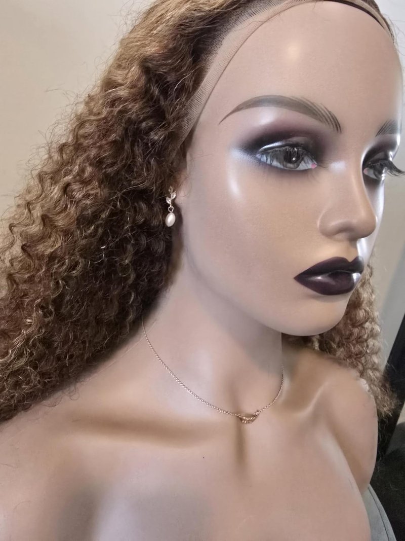 Luxar Beauté Realistic Female Mannequin Head with Shoulder PVC Head Bust Wig Head Stand for Wigs Display & Accessories (Beige)