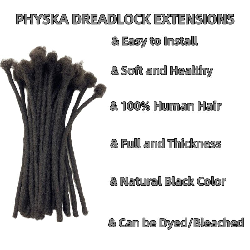 Loc Extension Human Hair 0.4cm Width 6inch 40 Strands 100% FUll Handmade Permanent Dreadlock Extension Human Hair for Women/Men/Kids Can Be Dyed Bleached Curled (Width 0.4cm Natual Black)