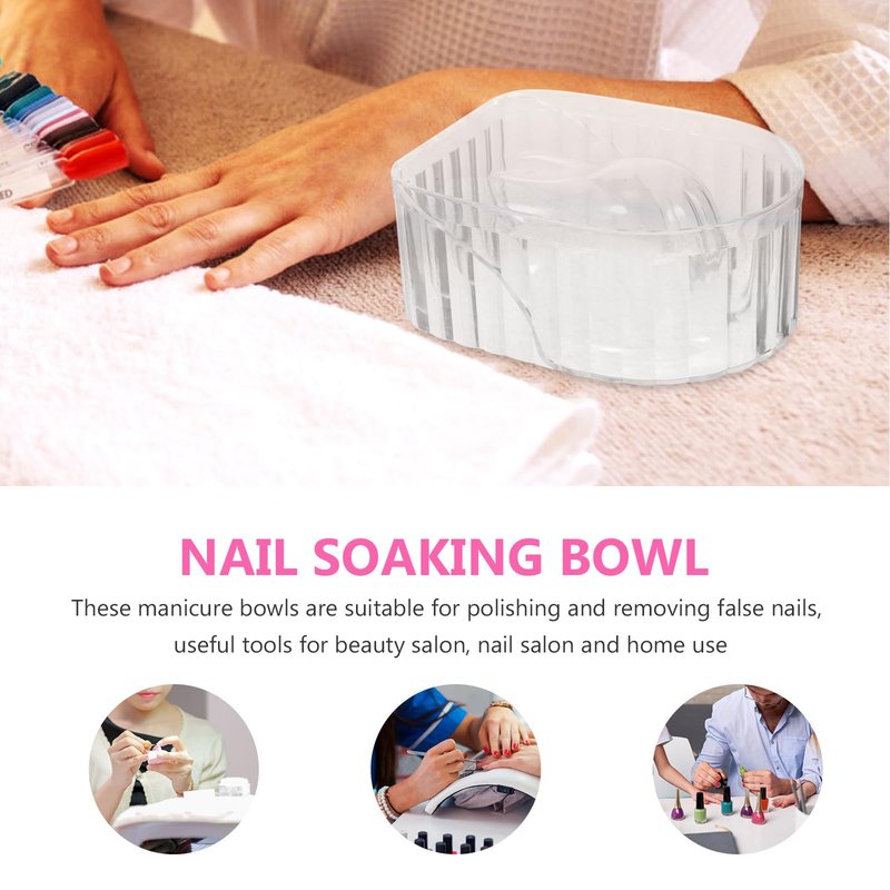 FRCOLOR Nail Soaking Bowl Set 5.78X4.33X12.30In Gel Polish Remover Bowls for Manicure Hand Soak Softening Cuticles Suitable for Salon and Home Use - 5 Pack