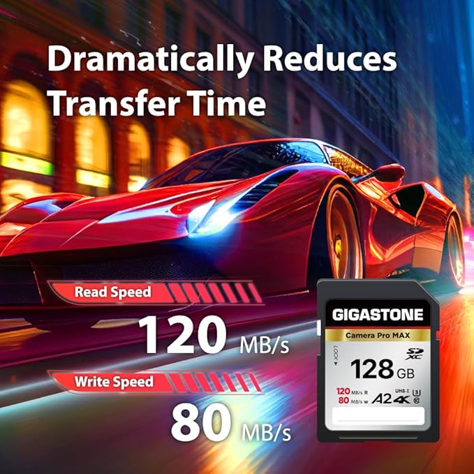 【5-Years Data Recovery】 GIGASTONE 128GB SD Card 2-Pack, 4K Camera Pro MAX, UHS-I A2 4K SDXC Memory Card High Speed 4K UHD Video Compatible with Kodak Digital Camera, with 2 Mini Cases