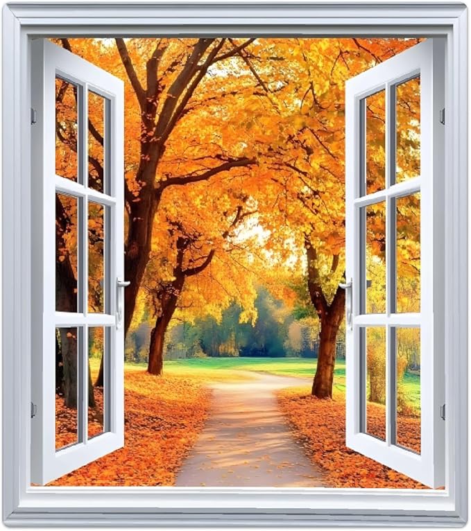 Autumn Gold Trees Windows Dishwasher Magnet Cover for The Front Magnetic Dishwasher Door Covers Dish Washer Sticker Wrap Home Decorative Appliances Panel Decal Kitchen Decor 23" x 26" (Magnetic)