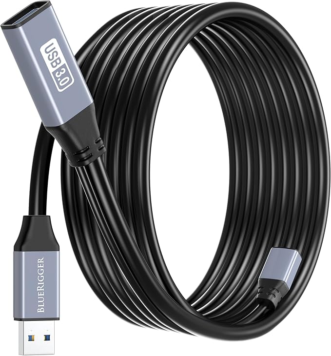 BlueRigger Active USB 3.0 Extension Cable 32FT (5 Gbps USB Extender Cord, in-Wall CL3 Rated) - Long USB Extension Cable for Webcam, VR Headset, Printer, Hard Drive, Keyboard, Mouse