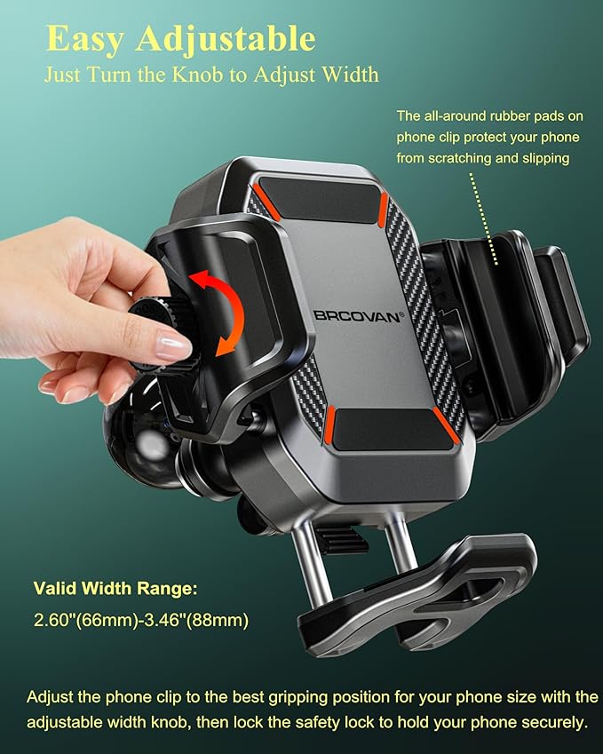 BRCOVAN Anti-Theft Phone Mount Holder with Vibration Dampener, 1s Locking