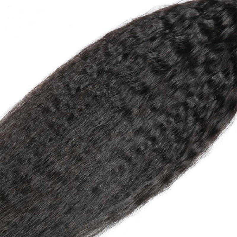 Kinky Straight Bundles Human Hair Yaki Human Hair Bundles 14 16 18 Inch Unprocessed Brazilian Virgin Remy Hair Extensions Yaki Straight Bundle Hair Weave Calneshia Bundle