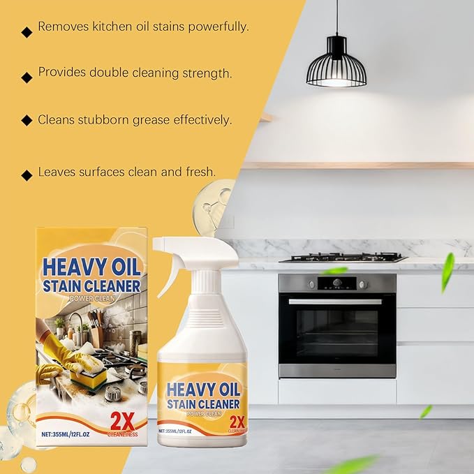 Kitchen Heavy Oil Cleaner Spray, 2026 New All Purpose Kitchens Heavy Oil Cleaning Agent, Grease Remover, All Purpose Kitchen Cleaner for Ovens Stovetops Countertops, for Stubborn Oil Stains (2PC)