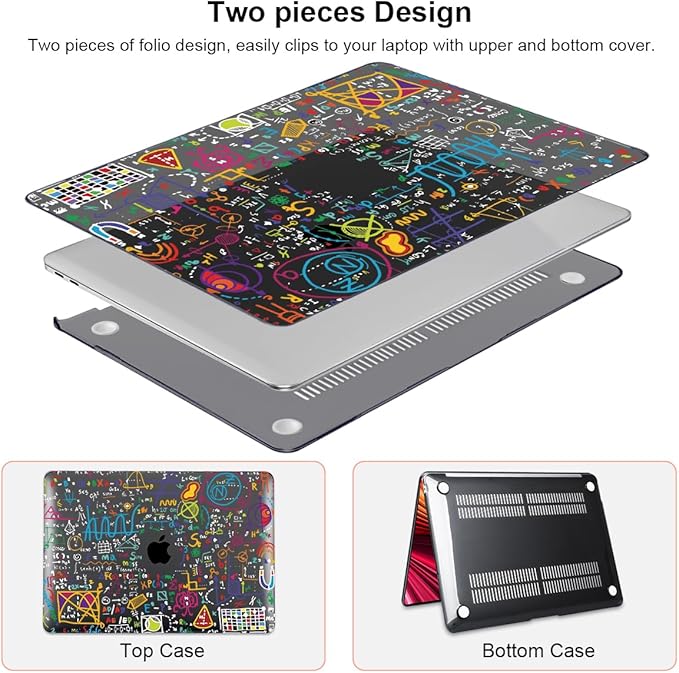 LCMOCICO Compatible with MacBook Pro 13 inch Case M2 M1 A2338 2022 2021 2020-2016 A2251 A2289 A2159 A1989 A1706, Pattern Plastic Hard Shell Keyboard Cover Screen Film Webcam Cover, Abundant Formula