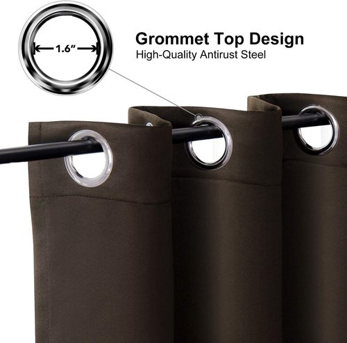 ChrisDowa Blackout Curtains - Thermal Insulated Grommet Room Darkening Panels | 120 Inch Long, Brown, 2 Panels Set