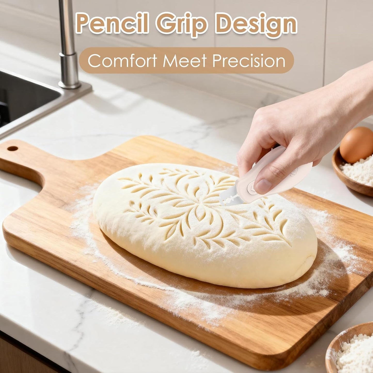 Skiennix Bread Lame - Sourdough Scoring Tool with Extractable Magnetic Design | Includes 5 Razor Blades, Beige
