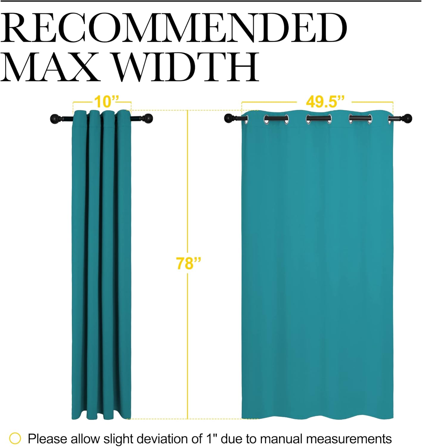 NICETOWN Blackout Curtains - Thermal Insulated Room Darkening Panels | 78 Inch Length, Peacock Teal, 2 Pieces