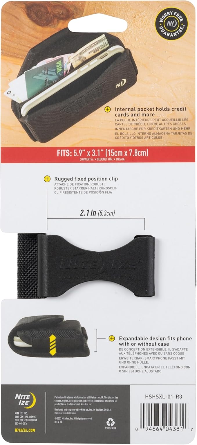 Nite Ize Clip Case Hardshell Universal Rugged Holster - Belt Clip Phone Case for Easy Access - Heavy Duty & Protective - Multi-Purpose - Durable Design - Hardshell Horizontal, XL
