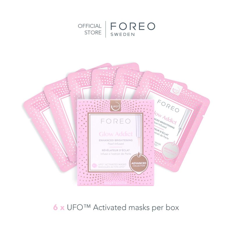 FOREO Glow Addict UFO-Activated Facial Mask - Hydrating Facial - Vitamin C & Vitamin E - For All Skin Types & Dull Skin - Antiaging - 6 pcs in Pack