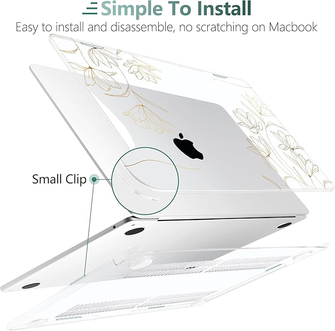 TWOLSKOO for MacBook Air 15 inch Case 2026 2025 2024 2023 Release M5 A3448 M4 A3241 M3 A3114 M2 A2941, Plastic Hard Shell & Screen Protector & Keyboard Cover & Trackpad Film, Florals X449