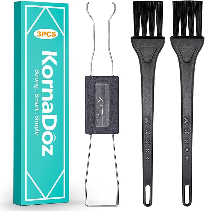 KornaDoz 3-Piece Keycap & Switch Puller Tool Kit – Durable Stainless Steel Mechanical Keyboard Keycap Remover with Cleaning Brush (Anti-Rust Design, Ideal for DIY & Maintenance)