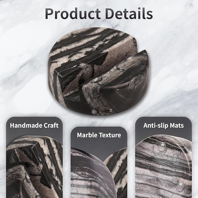 ZJL Marble Phone Stand for Desk - Cell Phone Holder for Nightstand Office Decor Telephone Boho Black Marble Kitchen Accessories