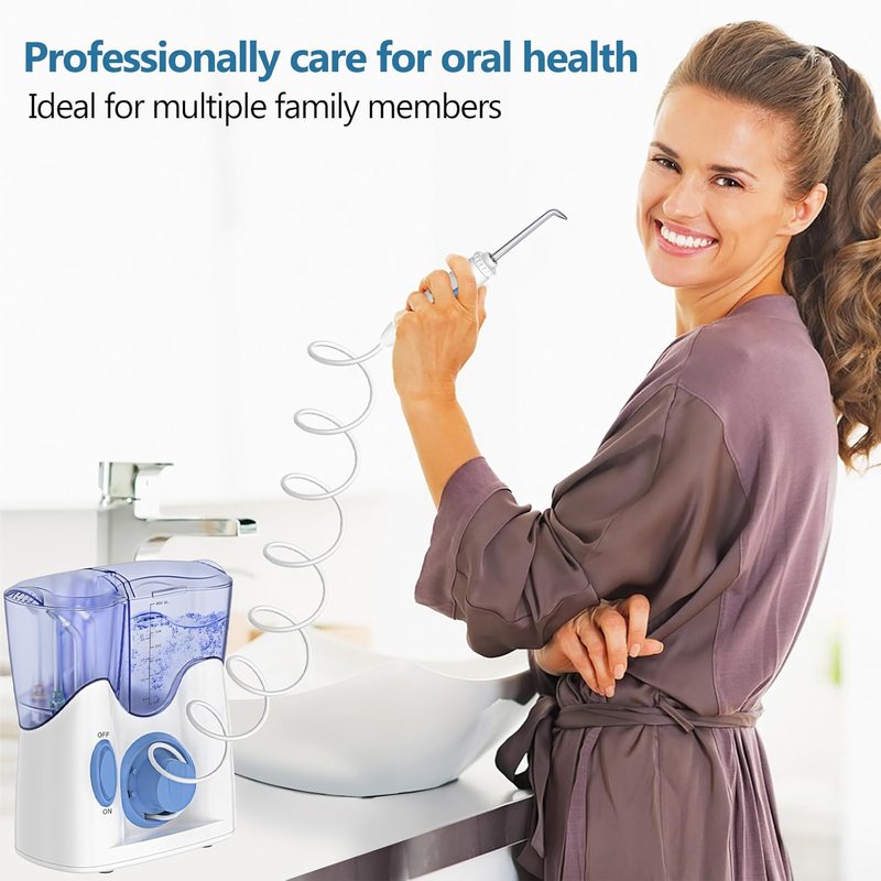 H2ofloss Dental Water Flosser - Professional Oral Irrigator with 12 Tips & 800ml Capacity | Quiet Design
