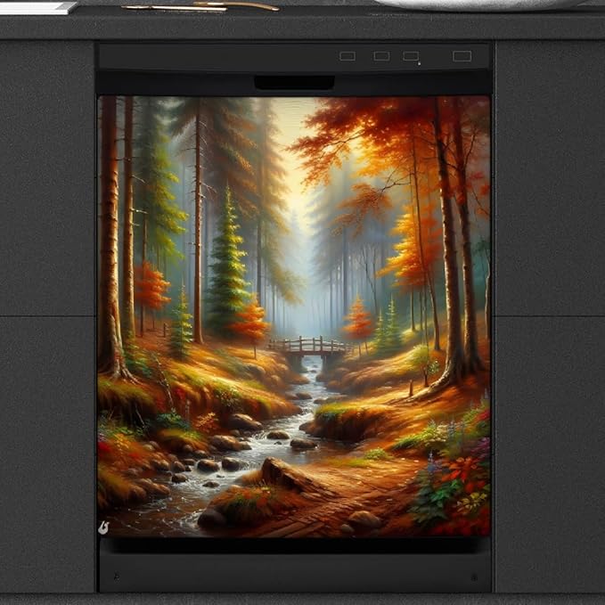 Autumn Forest Lake Dishwasher Magnet Cover for The Front Magnetic Dishwasher Door Covers Dish Washer Sticker Wrap Home Decorative Appliances Panel Decal Kitchen Decor 23" x 26" (Magnetic)
