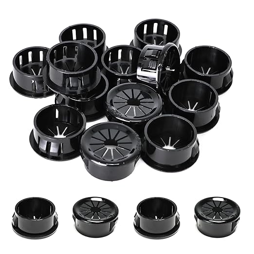 BOPOREAE 25 Pcs Cable Grommet, Snap Bushing 7/8" (22 mm) Mounting Diameter, Flexible Petal-Shaped Buckle Round Nylon Desk Grommet for Wires Through Countertop Cord Organizer and Protection, Black