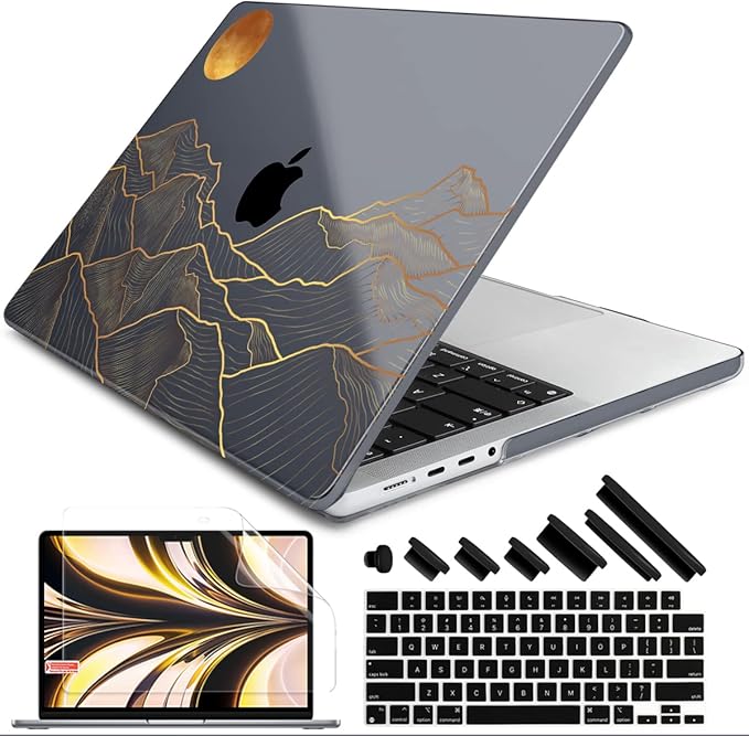 DONGKE Compatible with MacBook Pro 16 Inch Case (2026-2021 Release, M5 M4 M3 M2 M1 Pro/Max Chip), Plastic Hard Shell Cover with Keyboard Cover & Screen Protector for MacBook Pro 16", Abstract Mountain