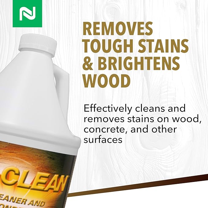 Nisus MOLD-CLEAN Wood Cleaner and Surface Conditioner, Ready-to-Use, Removes Stains on Wood, Concrete, Decks, Siding, Plastic Furniture, 1 Gallon