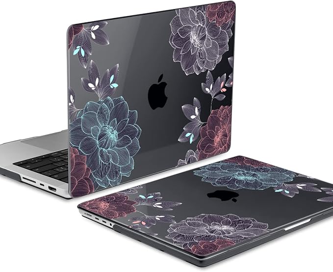DONGKE Compatible with MacBook Pro 16 Inch Case (2026-2021 Release, M5 M4 M3 M2 M1 Pro/Max Chip), Plastic Hard Shell Cover with Keyboard Cover & Screen Protector for MacBook Pro 16", Dahlia Flowers
