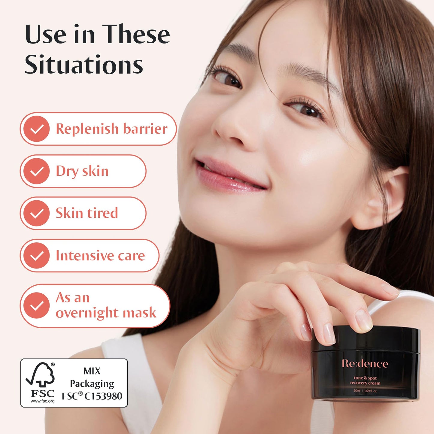 [Redence] 5% Niacinamide & Triple Hyaluronic Acid Skin Barrier Moisturizer Cream for Even Tone, Deep Hydration & Sensitive Skin Care, 1.69 fl oz
