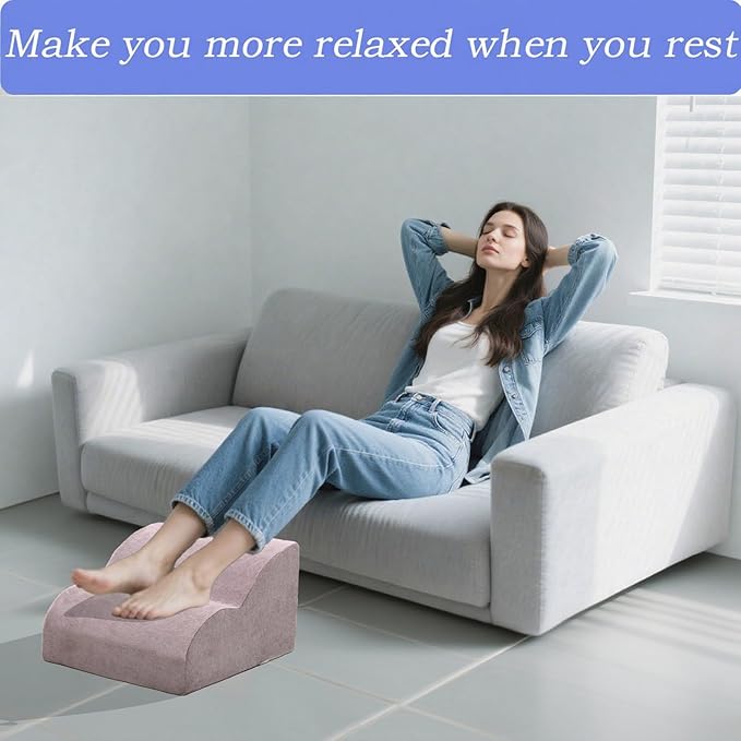 OpyTikar Foot Rest for Under Desk at Work.Multifunctional 3-Tier Foot Stool,with Washable Footrest.for Under Desk,Office Chair Gaming Chair & Sofa,Leg Elevation Pillow,Supports Posture-Light Grey