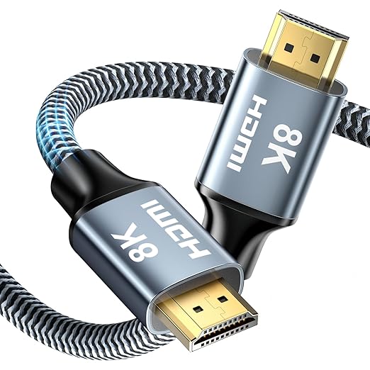 CABNEER 8K HDMI Cable 6 ft, 48Gbps High Speed HDMI 2.1 Cable, Braided HDMI Cable 2.1 8K 60Hz 4K 120Hz Support for HDR eARC HDCP 2.2/2.3, HDMI Cord Compatible with HDTV, Laptop, Monitor, PC