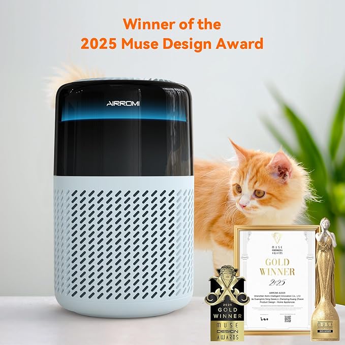 AIRROMI HEPA Air Purifier for Bedroom&Home,Pet Air Purifier for Home Pets,Removes Pet Odor,Cat Litter Smell,Dust,Smoke&Allergies,Quiet Room Air Purifier with Scents,360°Air Cleaner,A2005 Blue