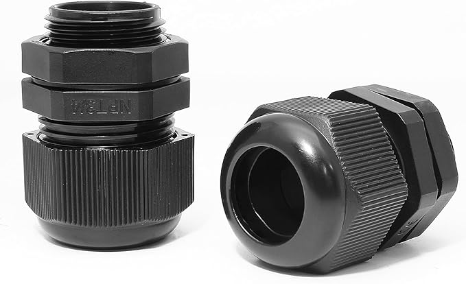 Bonsicoky 20 Pcs 3/4" NPT Nylon Cable Glands, IP68 Waterproof Adjustable Cord Grip Cable Connector Strain Relief Wire Protectors for 13-18mm Cable Diameter, Black