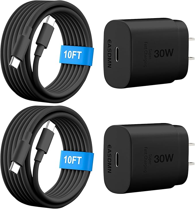 30W USB C i Phone 17 16 15 Charger Fast Charging, 2PACK Wall Charger for iPhone 16 15 Pro Max Charger Cord 10FT Fast Type C Block for iPhone 17 Pro Max/17 Air/16/15 Plus/15 Pro Max,i Pad Pro, Black