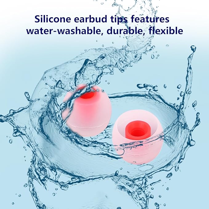 MMYQXI Earbud Replacement Tips Silicone Earbud Tips Earbud Covers Fit for in-Ear Headphones (Inner Hole 3.8mm -5.1mm) Eartips Earbud Rubber Tips 9 Pairs S/M/L, transparent/Red