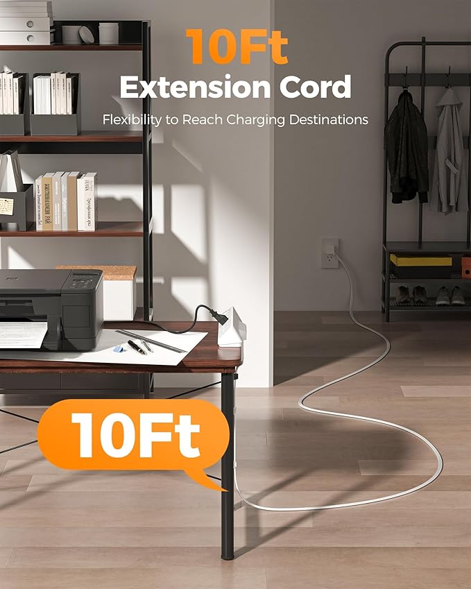 TESSAN Desk Clamp Power Strip 10 Ft, 2100J Surge Protector Desk Charging Station, 5 Outlets with 4 USB Ports (2 USB C), Flat Plug Extension Cord with Multiple Outlets for Home Office Dorm Room, Grey