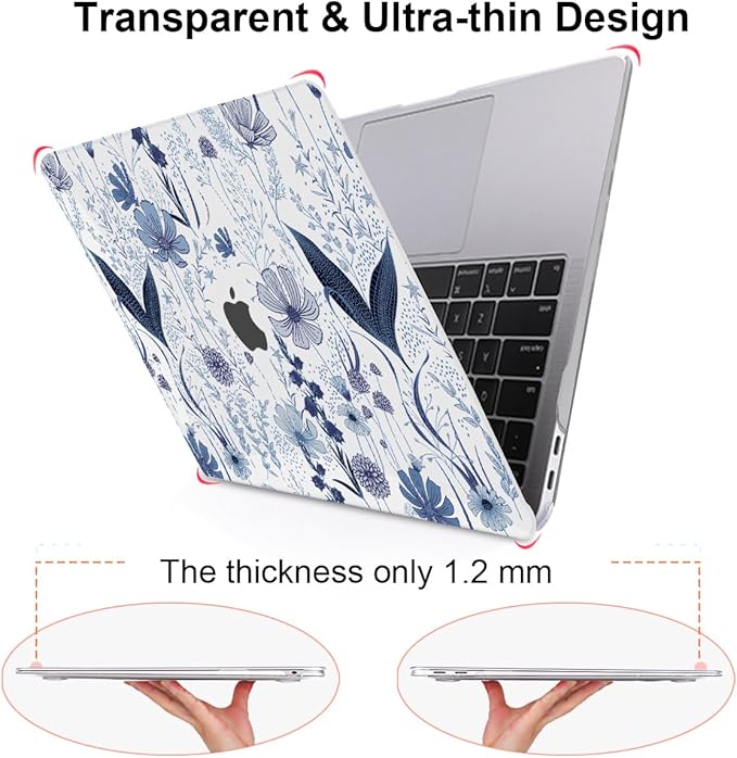 LCMOCICO for MacBook Pro 13 Inch Case 2022 2021 2020 Release A2338 M2 M1 A2251 A2289, Plastic Hard Shell Case for MacBook Pro 13.3 inch with Touch Bar & Touch ID, Navy Blue Wild Flowers