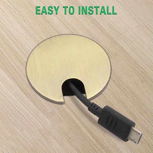 EASYEAH 1 Pcs Desk Grommet 1-3/8" / 35 mm, Desk Cord Hole Cover, Cable Grommet Metal Zinc Alloy Materilal, Desk Hole Grommet for Home & Office Pc, Detachable Cable Cord Organizer-Flat Black
