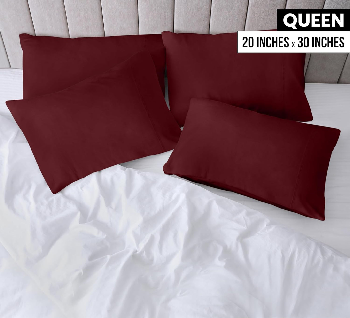 Utopia Bedding Queen Pillow Cases - 12 Pack Soft Brushed Microfiber | Fade Resistant 20 x 30 Inches - Burgundy