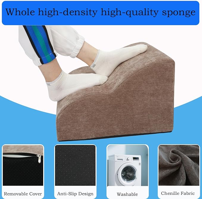 OpyTikar Foot Rest for Under Desk at Work.Multifunctional 3-Tier Foot Stool,with Washable Footrest.for Under Desk,Office Chair Gaming Chair & Sofa,Leg Elevation Pillow,Supports Posture-Brown