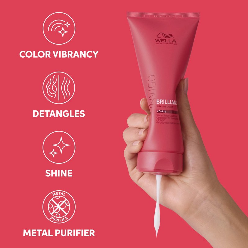 Wella Professionals Invigo Brilliance Conditioner for Coarse Hair | Intense Color Protection, Maintains Vibrancy, Salon Formula, Hair Detangler, Shine Care | 33.8 fl oz