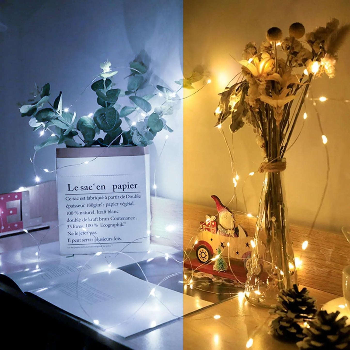 Skiennix 100 Pack Fairy Lights - 7Ft 20 LED Twinkle String Lights | Battery Operated, Waterproof, Warm White for Weddings & Parties